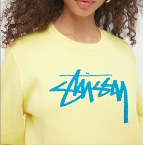 Stussy CROPPED Sweatshirt Neon Yellow